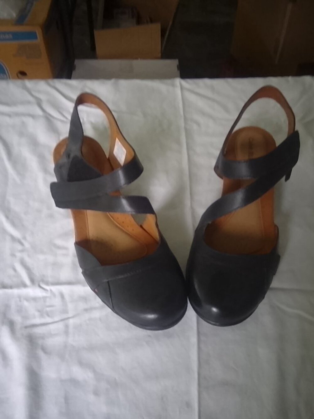 Black Leather Cobb Hill Short Heel Shoes